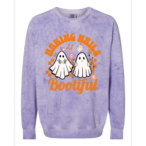 Halloween For Nail Technicians Artists Making Nails Bootiful Gift Colorblast Crewneck Sweatshirt