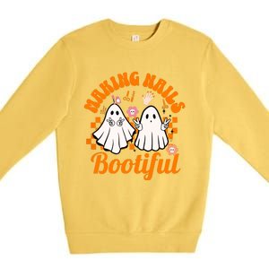 Halloween For Nail Technicians Artists Making Nails Bootiful Gift Premium Crewneck Sweatshirt