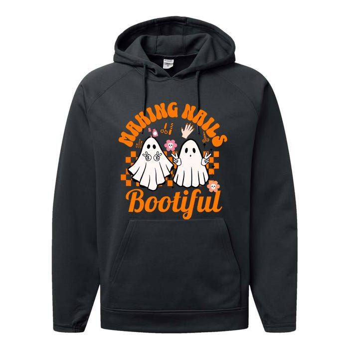 Halloween For Nail Technicians Artists Making Nails Bootiful Gift Performance Fleece Hoodie