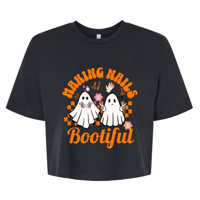 Halloween For Nail Technicians Artists Making Nails Bootiful Gift Bella+Canvas Jersey Crop Tee