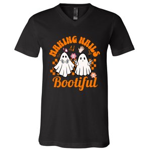 Halloween For Nail Technicians Artists Making Nails Bootiful Gift V-Neck T-Shirt