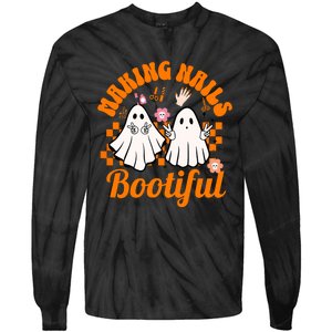 Halloween For Nail Technicians Artists Making Nails Bootiful Gift Tie-Dye Long Sleeve Shirt