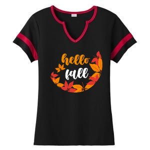 Hello Fall Nature Lover Ladies Halftime Notch Neck Tee