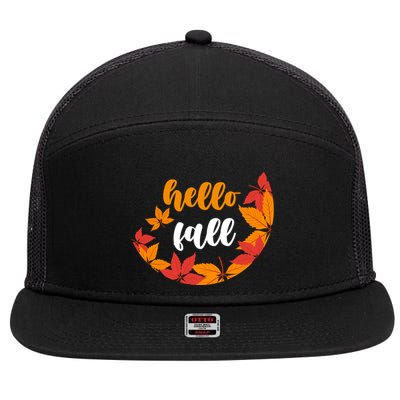 Hello Fall Nature Lover 7 Panel Mesh Trucker Snapback Hat