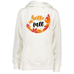 Hello Fall Nature Lover Womens Funnel Neck Pullover Hood