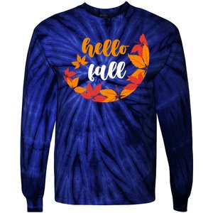 Hello Fall Nature Lover Tie-Dye Long Sleeve Shirt