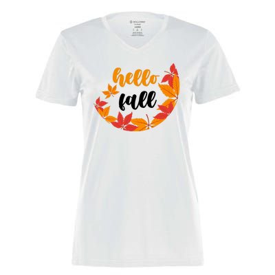 Hello Fall Nature Lover Women's Momentum V-Neck T-Shirt