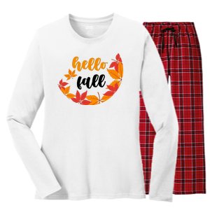 Hello Fall Nature Lover Women's Long Sleeve Flannel Pajama Set 