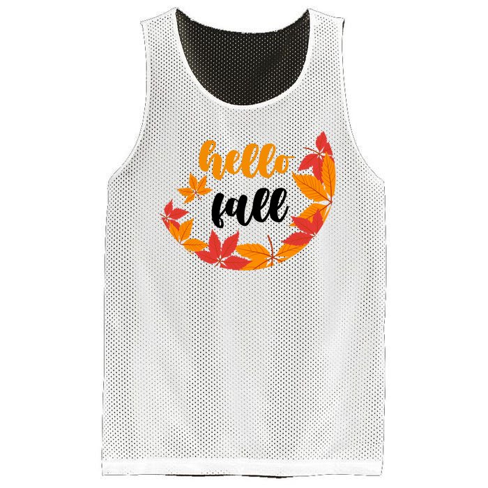 Hello Fall Nature Lover Mesh Reversible Basketball Jersey Tank