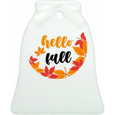 Hello Fall Nature Lover Ceramic Bell Ornament