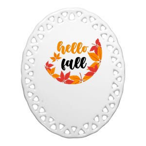 Hello Fall Nature Lover Ceramic Oval Ornament