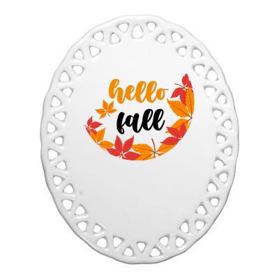 Hello Fall Nature Lover Ceramic Oval Ornament