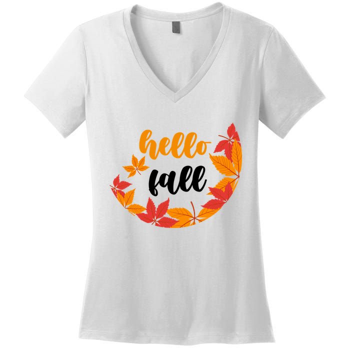 Hello Fall Nature Lover Women's V-Neck T-Shirt