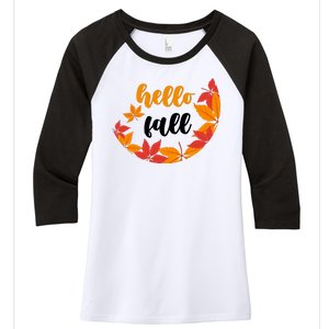 Hello Fall Nature Lover Women's Tri-Blend 3/4-Sleeve Raglan Shirt