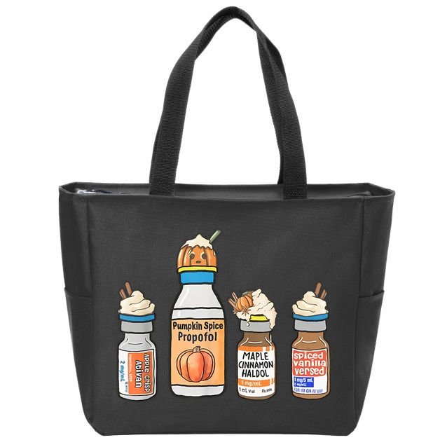 Halloween Fall Nurse Funny Zip Tote Bag