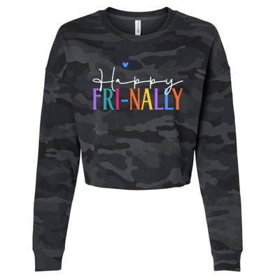 Happy Friyay New Teacher Life Wo Frinally Friday Lover Cropped Pullover Crew