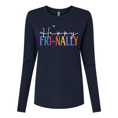 Happy Friyay New Teacher Life Wo Frinally Friday Lover Womens Cotton Relaxed Long Sleeve T-Shirt