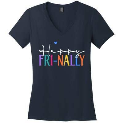 Happy Friyay New Teacher Life Wo Frinally Friday Lover Women's V-Neck T-Shirt