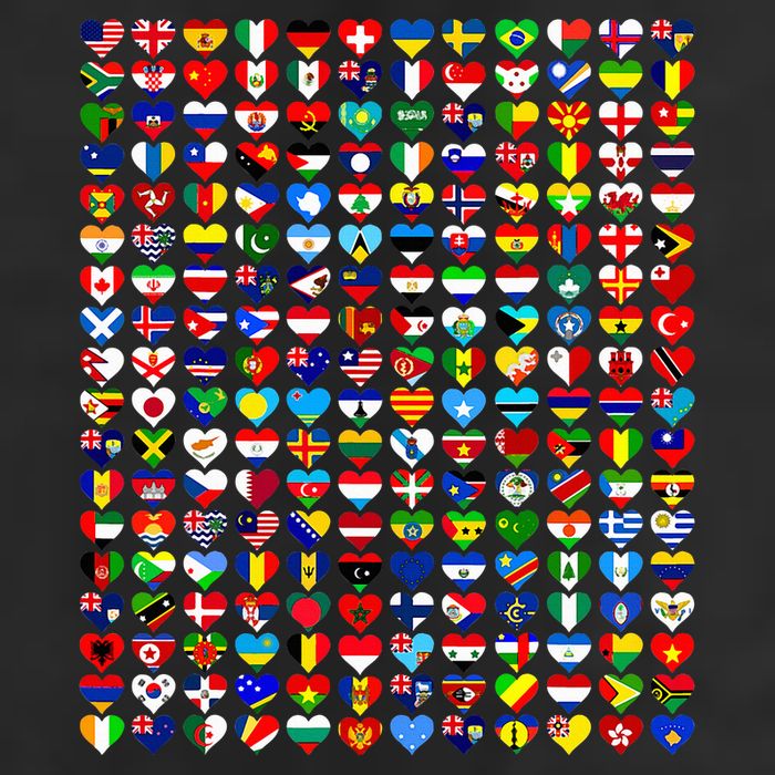 Heart Flags Of The Countries Of The World Flags Unity Day Knit Cap Winter Beanie