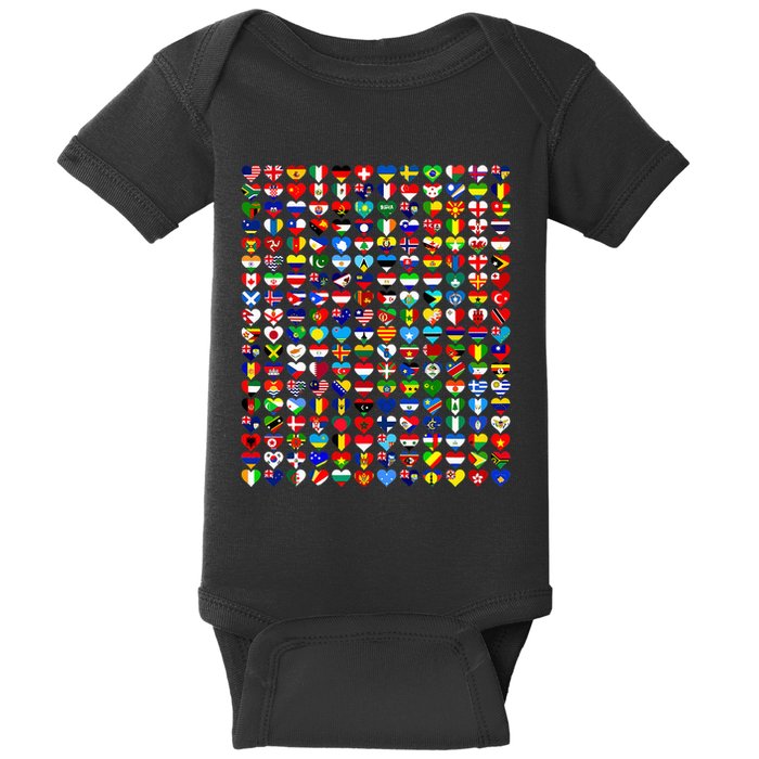 Heart Flags Of The Countries Of The World Flags Unity Day Baby Bodysuit