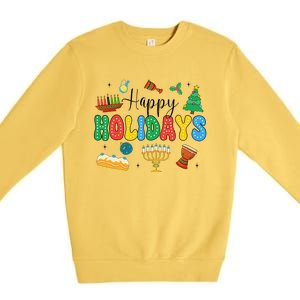 Hanukkah Festival Of Lights Happy Chanukah Happy Holidays Premium Crewneck Sweatshirt