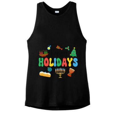 Hanukkah Festival Of Lights Happy Chanukah Happy Holidays Ladies PosiCharge Tri-Blend Wicking Tank