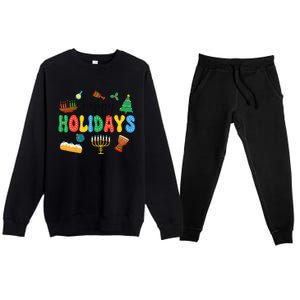 Hanukkah Festival Of Lights Happy Chanukah Happy Holidays Premium Crewneck Sweatsuit Set