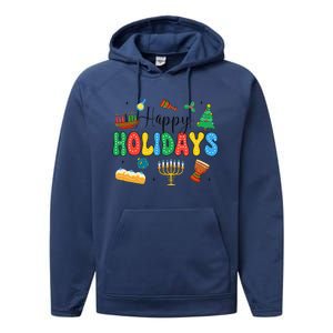 Hanukkah Festival Of Lights Happy Chanukah Happy Holidays Performance Fleece Hoodie