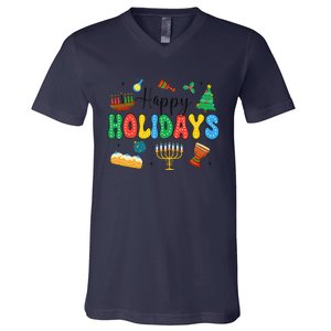 Hanukkah Festival Of Lights Happy Chanukah Happy Holidays V-Neck T-Shirt