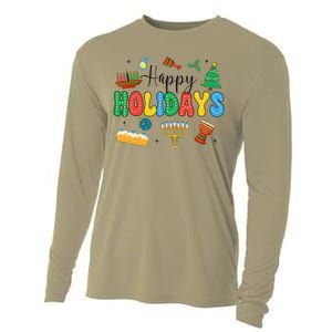 Hanukkah Festival Of Lights Happy Chanukah Happy Holidays Cooling Performance Long Sleeve Crew