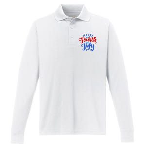 Happy Fourth Of July Celebration Performance Long Sleeve Polo