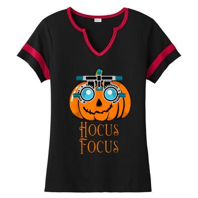 Hocus Focus Optometry Halloween Optometrist Eye Doctor Funny Ladies Halftime Notch Neck Tee