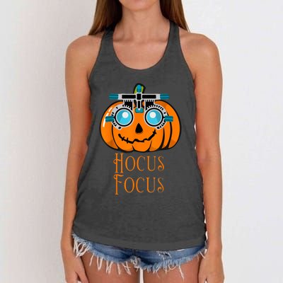 Hocus Focus Optometry Halloween Optometrist Eye Doctor Funny Women's Knotted Racerback Tank