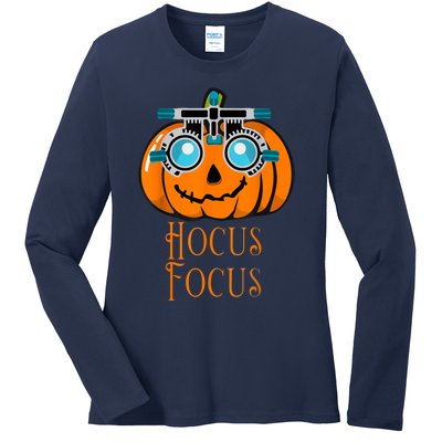 Hocus Focus Optometry Halloween Optometrist Eye Doctor Funny Ladies Long Sleeve Shirt