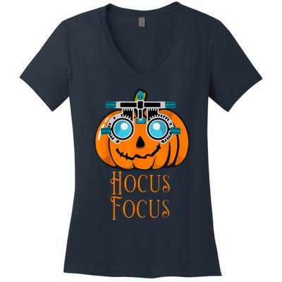 Hocus Focus Optometry Halloween Optometrist Eye Doctor Funny Women's V-Neck T-Shirt