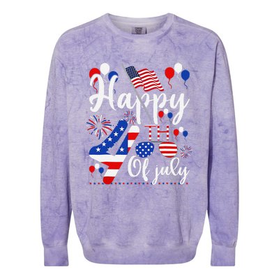 Happy Fourth Of July Patriotic Us American Flag 4th Of July Colorblast Crewneck Sweatshirt