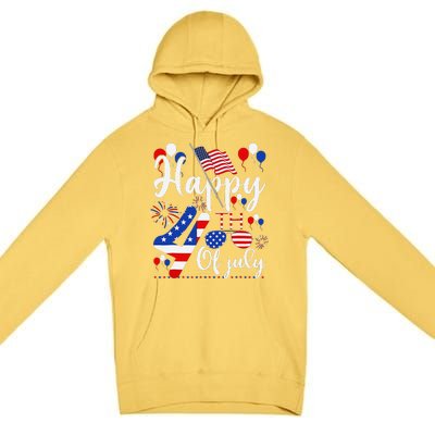 Happy Fourth Of July Patriotic Us American Flag 4th Of July Premium Pullover Hoodie