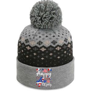 Happy Fourth Of July Patriotic Us American Flag 4th Of July The Baniff Cuffed Pom Beanie