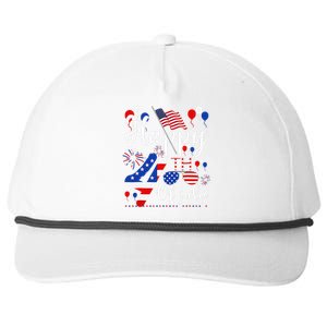 Happy Fourth Of July Patriotic Us American Flag 4th Of July Snapback Five-Panel Rope Hat