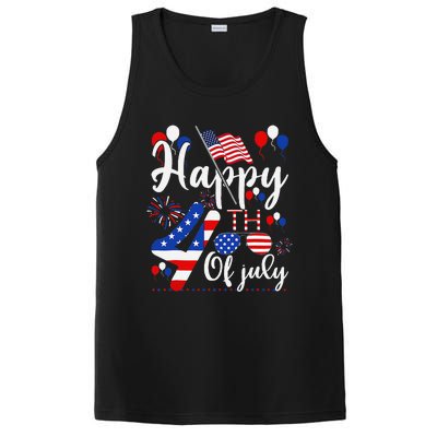 Happy Fourth Of July Patriotic Us American Flag 4th Of July PosiCharge Competitor Tank