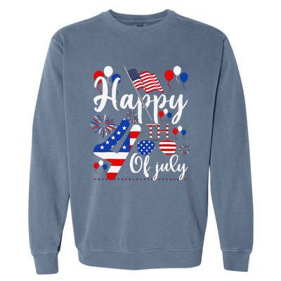 Happy Fourth Of July Patriotic Us American Flag 4th Of July Garment-Dyed Sweatshirt