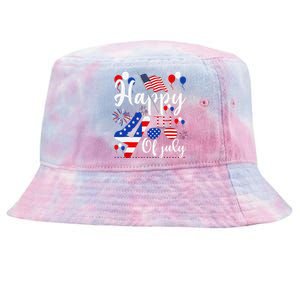 Happy Fourth Of July Patriotic Us American Flag 4th Of July Tie-Dyed Bucket Hat