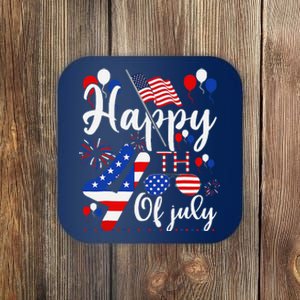 Happy Fourth Of July Patriotic Us American Flag 4th Of July Coaster