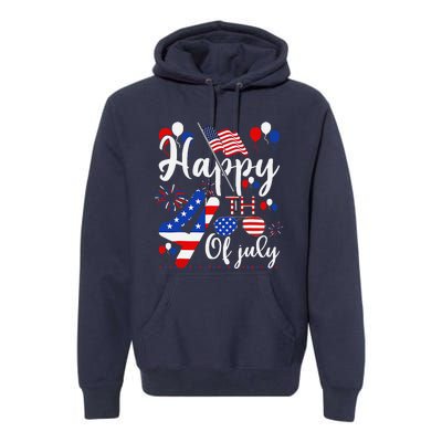 Happy Fourth Of July Patriotic Us American Flag 4th Of July Premium Hoodie