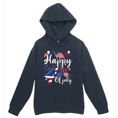 Happy Fourth Of July Patriotic Us American Flag 4th Of July Urban Pullover Hoodie