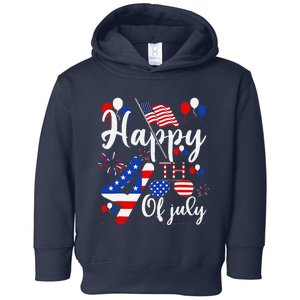 Happy Fourth Of July Patriotic Us American Flag 4th Of July Toddler Hoodie