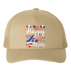 Happy Fourth Of July Patriotic Us American Flag 4th Of July Yupoong Adult 5-Panel Trucker Hat