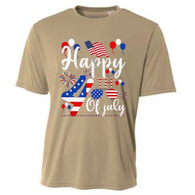 Happy Fourth Of July Patriotic Us American Flag 4th Of July Cooling Performance Crew T-Shirt