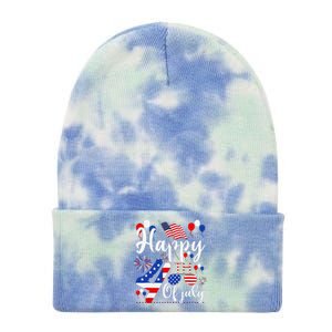 Happy Fourth Of July Patriotic Us American Flag 4th Of July Tie Dye 12in Knit Beanie