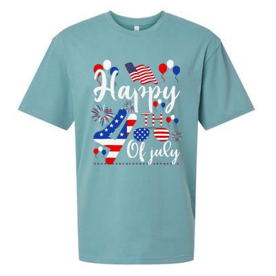 Happy Fourth Of July Patriotic Us American Flag 4th Of July Sueded Cloud Jersey T-Shirt